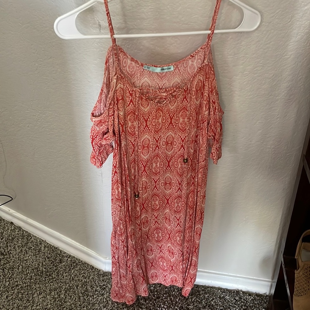 Small, red paisley off shoulder/tank dress